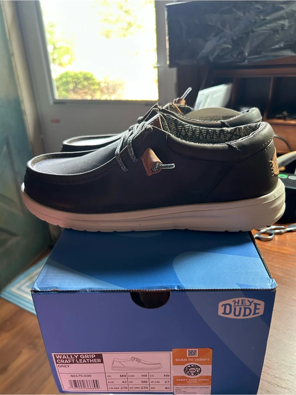Hey Dude Wally Grip Craft Leather Boat Shoes - Brown with White Sole